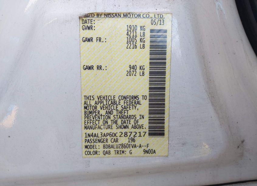 Photo 9 of 2013 Nissan Altima 2.5 SV (VIN 1N4AL3AP6DC287217)