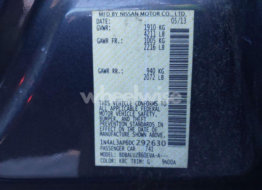 Photo 9 of 2013 Nissan Altima 2.5 SV (VIN 1N4AL3AP6DC292630)