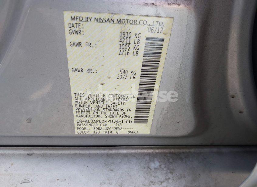 Photo 9 of 2013 Nissan Altima 2.5 SV (VIN 1N4AL3AP6DN406436)