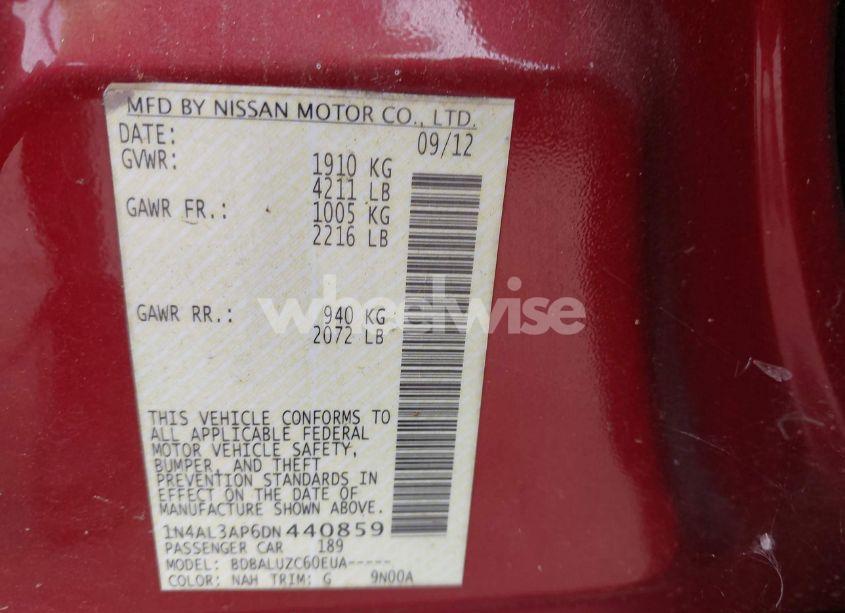 Photo 9 of 2013 Nissan Altima 2.5 SV (VIN 1N4AL3AP6DN440859)