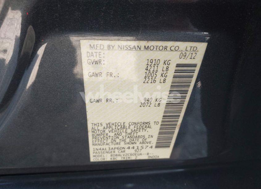 Photo 9 of 2013 Nissan Altima 2.5 SL (VIN 1N4AL3AP6DN441574)