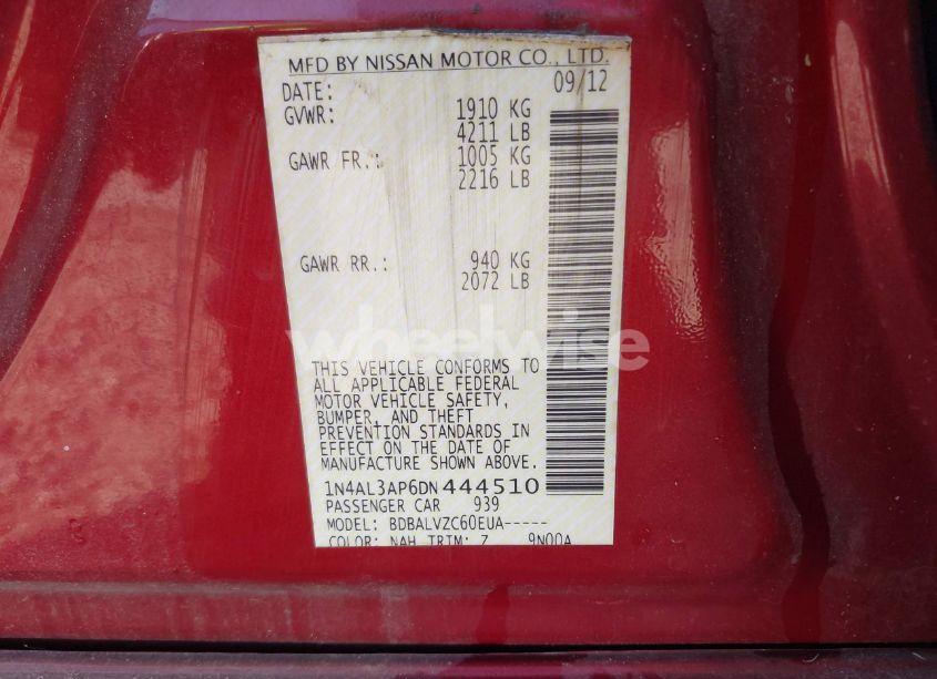 Photo 9 of 2013 Nissan Altima 2.5 SL (VIN 1N4AL3AP6DN444510)