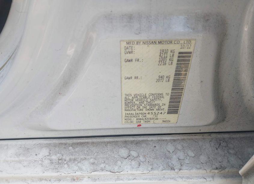 Photo 9 of 2013 Nissan Altima 2.5 S (VIN 1N4AL3AP6DN455247)