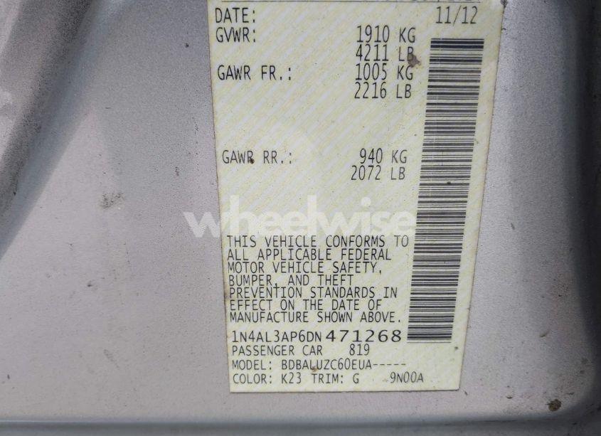 Photo 9 of 2013 Nissan Altima 2.5 SV (VIN 1N4AL3AP6DN471268)