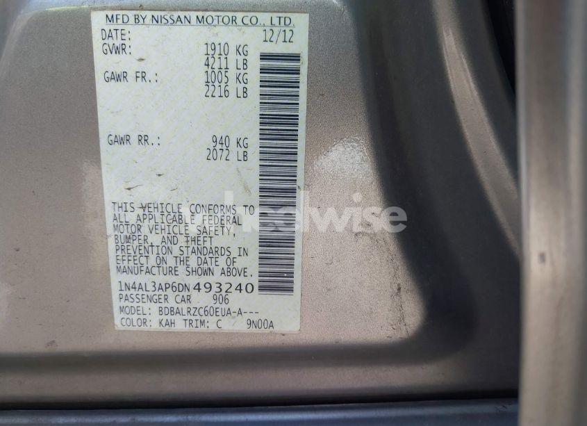 Photo 9 of 2013 Nissan Altima 2.5 S (VIN 1N4AL3AP6DN493240)