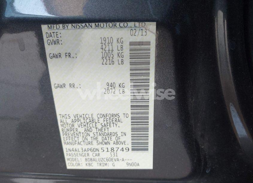 Photo 9 of 2013 Nissan Altima 2.5 SV (VIN 1N4AL3AP6DN518749)