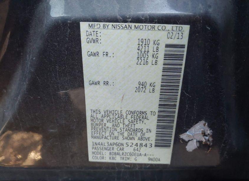 Photo 9 of 2013 Nissan Altima 2.5 S (VIN 1N4AL3AP6DN524843)