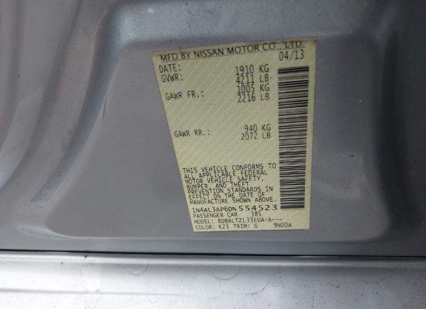 Photo 9 of 2013 Nissan Altima 2.5 SV (VIN 1N4AL3AP6DN554523)