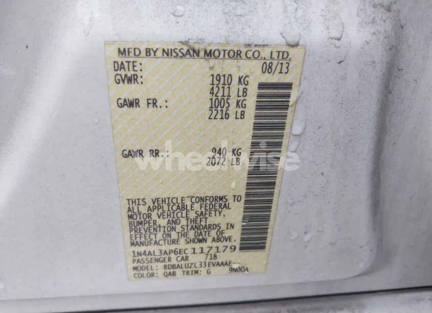 Photo 9 of 2014 Nissan Altima 2.5 SV (VIN 1N4AL3AP6EC117179)