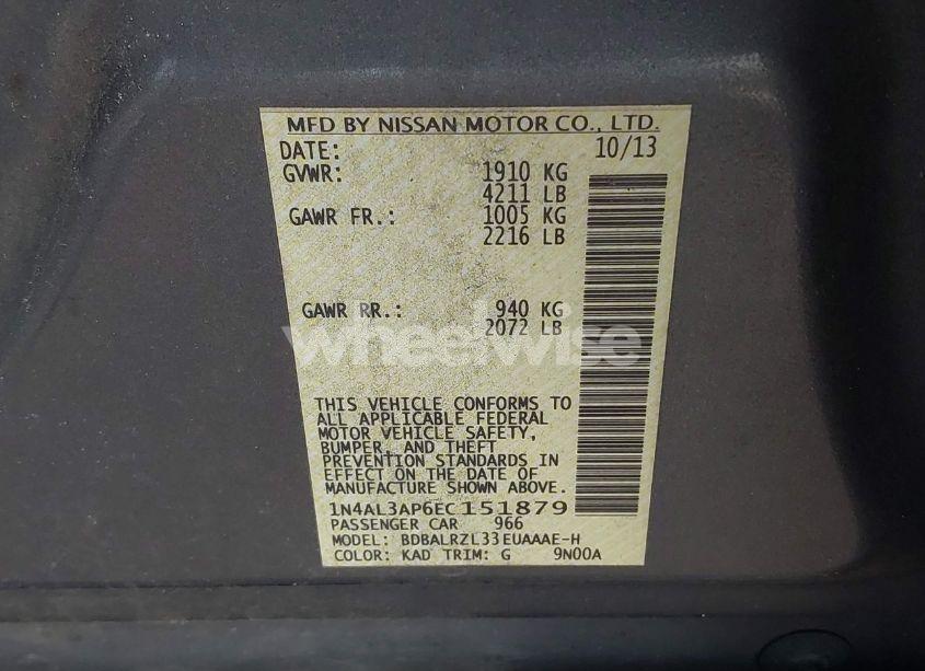 Photo 9 of 2014 Nissan Altima 2.5 S (VIN 1N4AL3AP6EC151879)