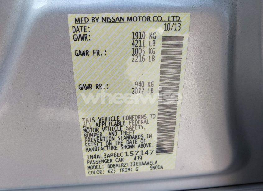 Photo 9 of 2014 Nissan Altima 2.5 S (VIN 1N4AL3AP6EC157147)