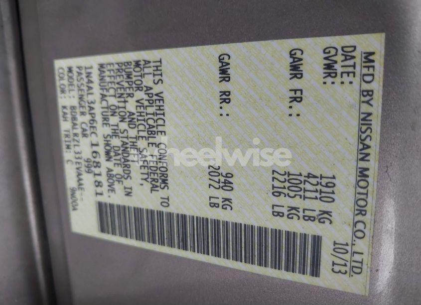 Photo 9 of 2014 Nissan Altima 2.5 S (VIN 1N4AL3AP6EC168181)