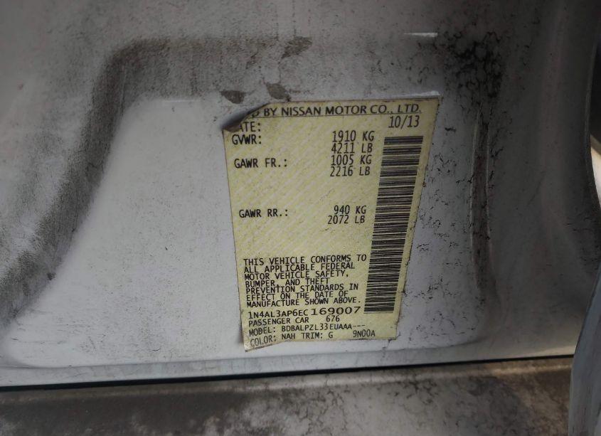 Photo 9 of 2014 Nissan Altima 2.5 (VIN 1N4AL3AP6EC169007)