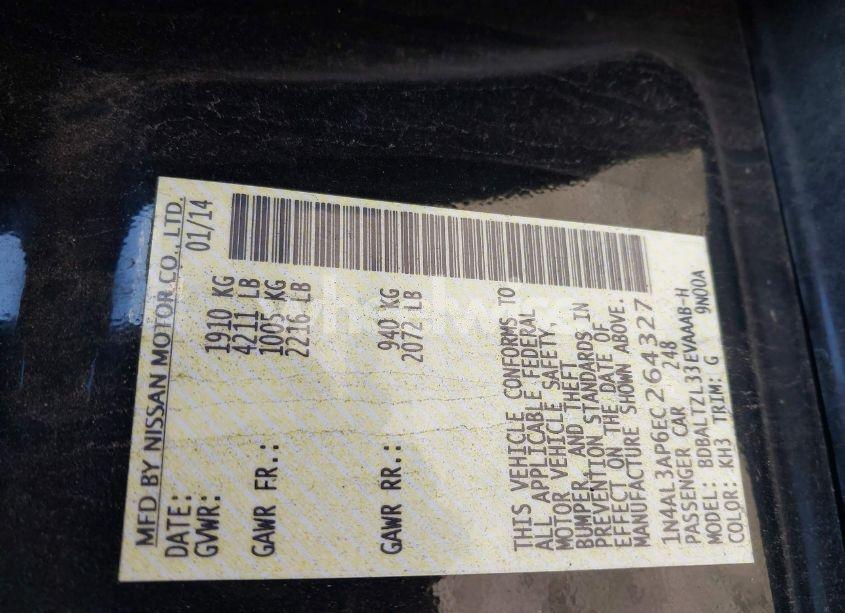 Photo 9 of 2014 Nissan Altima 2.5 SV (VIN 1N4AL3AP6EC264327)