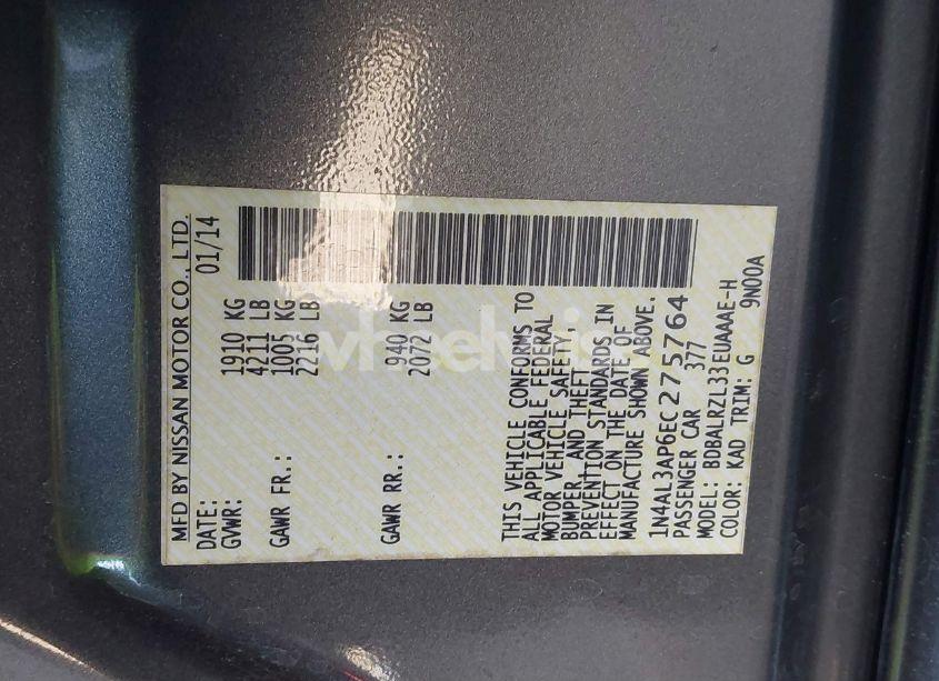 Photo 9 of 2014 Nissan Altima 2.5 S (VIN 1N4AL3AP6EC275764)