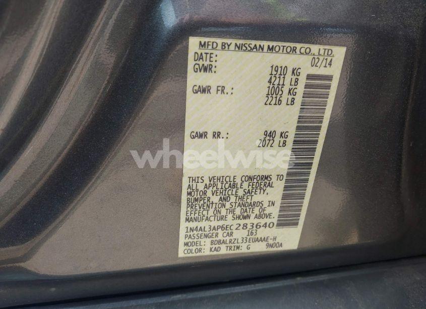 Photo 9 of 2014 Nissan Altima 2.5 S (VIN 1N4AL3AP6EC283640)
