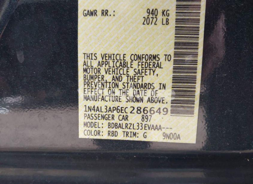 Photo 9 of 2014 Nissan Altima 2.5/2.5 S/2.5 SL/2.5 SV (VIN 1N4AL3AP6EC286649)