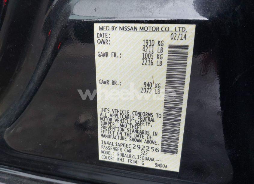 Photo 9 of 2014 Nissan Altima 2.5/2.5 S/2.5 SL/2.5 SV (VIN 1N4AL3AP6EC292256)