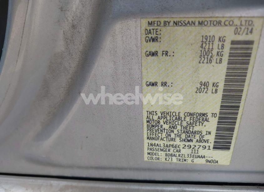 Photo 9 of 2014 Nissan Altima (VIN 1N4AL3AP6EC292791)