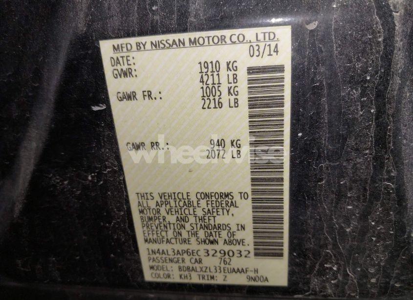 Photo 9 of 2014 Nissan Altima 2.5 SL (VIN 1N4AL3AP6EC329032)