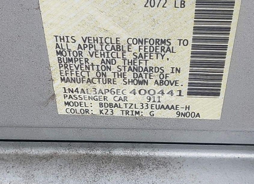 Photo 9 of 2014 Nissan Altima 2.5 SV (VIN 1N4AL3AP6EC400441)