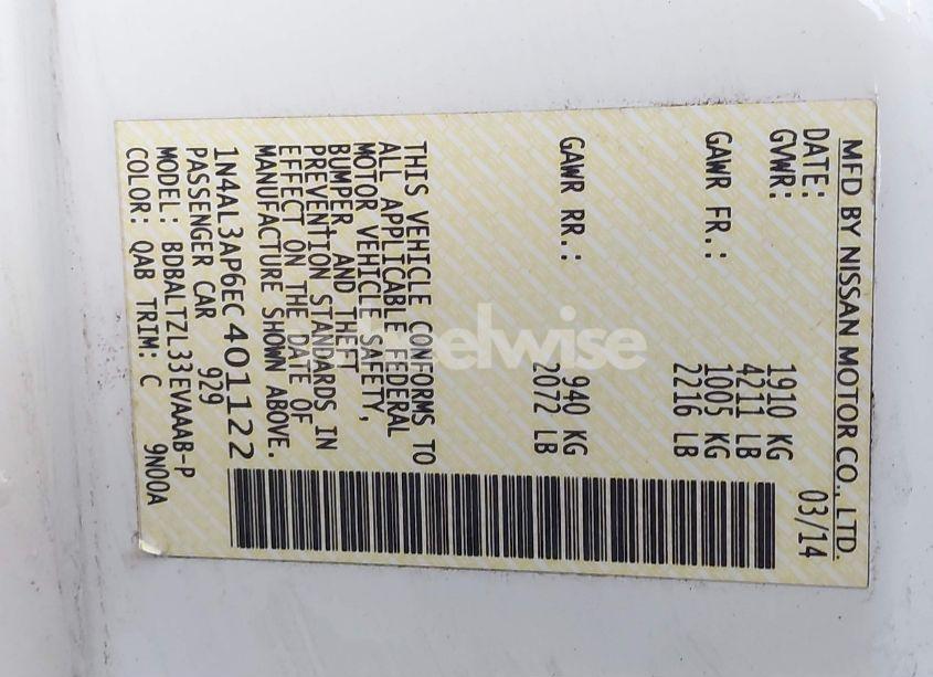 Photo 9 of 2014 Nissan Altima 2.5 SV (VIN 1N4AL3AP6EC401122)