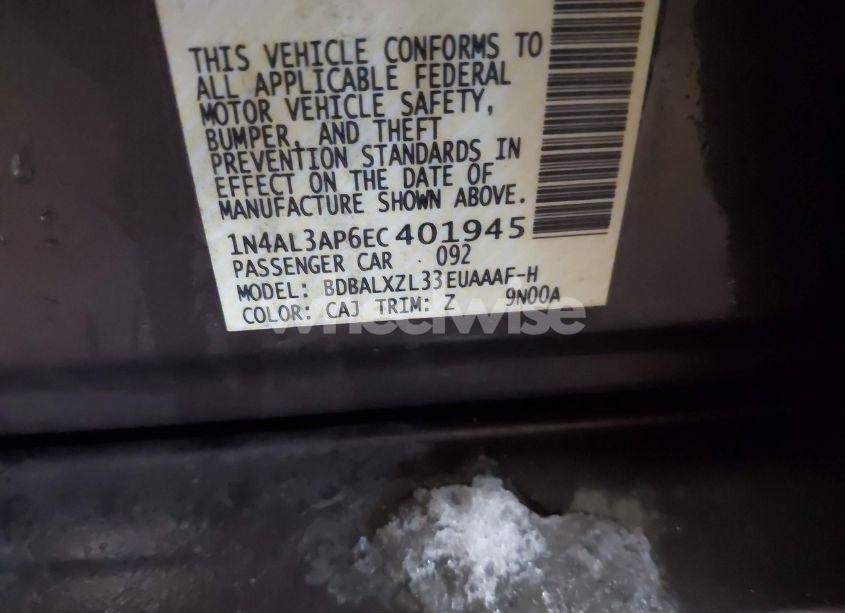 Photo 9 of 2014 Nissan Altima 2.5 SL (VIN 1N4AL3AP6EC401945)