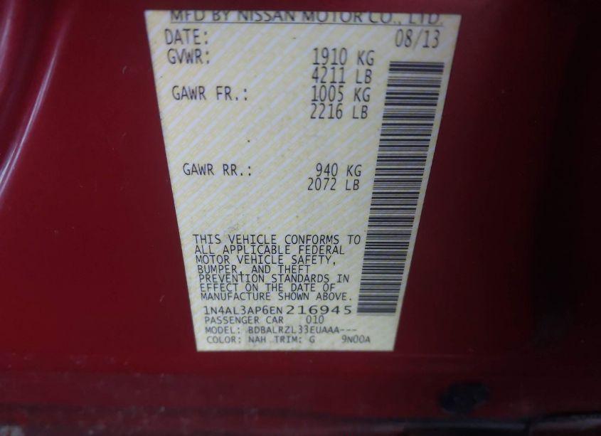 Photo 9 of 2014 Nissan Altima 2.5 S (VIN 1N4AL3AP6EN216945)