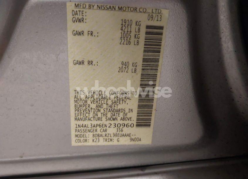 Photo 9 of 2014 Nissan Altima 2.5 S (VIN 1N4AL3AP6EN230960)