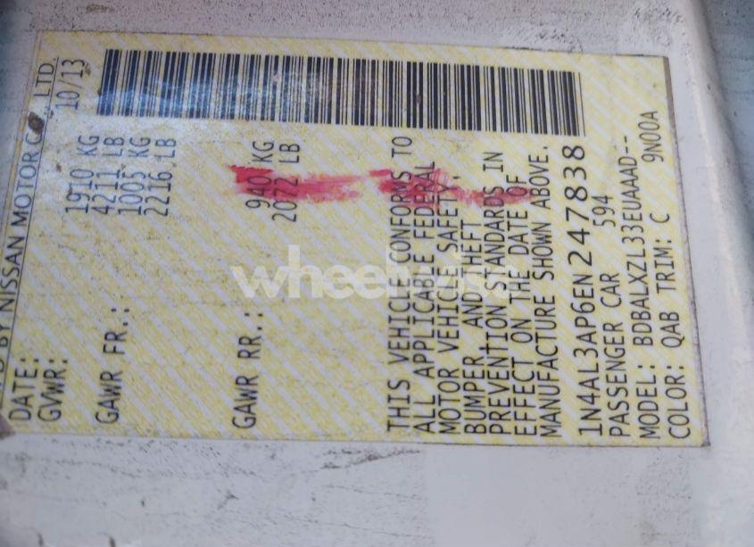 Photo 9 of 2014 Nissan Altima 2.5 SL (VIN 1N4AL3AP6EN247838)