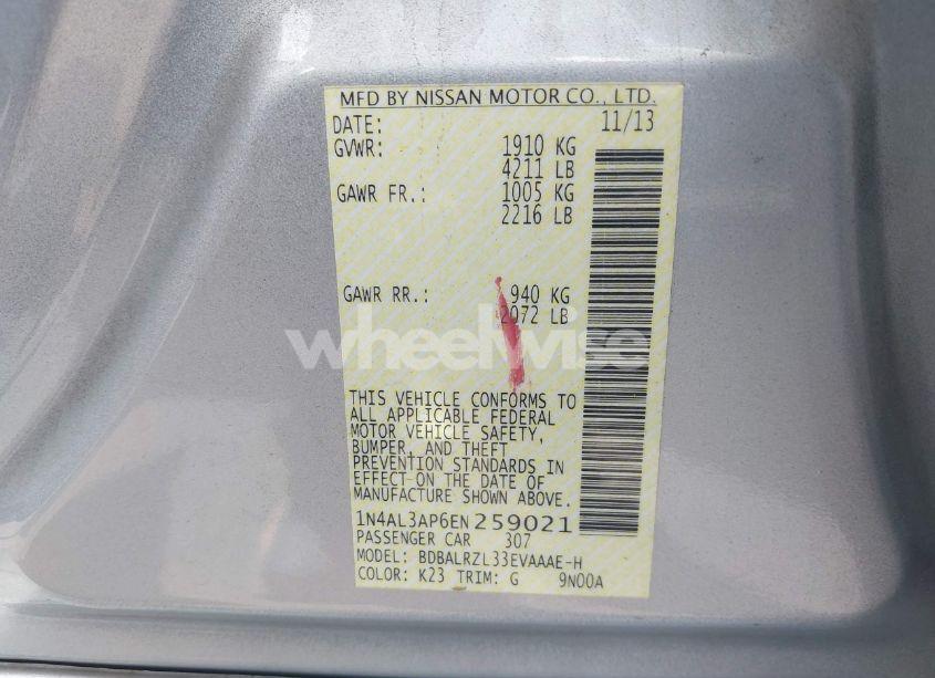 Photo 9 of 2014 Nissan Altima 2.5 S (VIN 1N4AL3AP6EN259021)