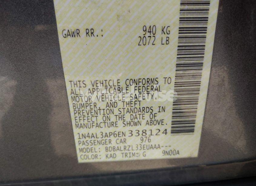 Photo 9 of 2014 Nissan Altima 2.5/2.5 S/2.5 SL/2.5 SV (VIN 1N4AL3AP6EN338124)