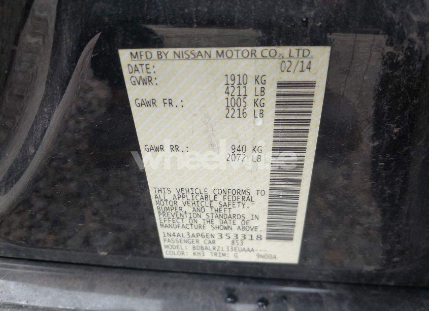 Photo 9 of 2014 Nissan Altima 2.5/2.5 S/2.5 SL/2.5 SV (VIN 1N4AL3AP6EN353318)