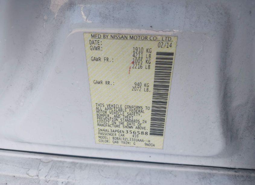 Photo 9 of 2014 Nissan Altima 2.5 S (VIN 1N4AL3AP6EN356588)