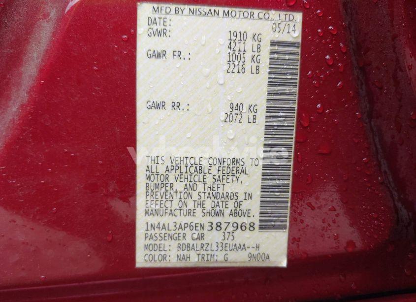 Photo 9 of 2014 Nissan Altima 2.5 S (VIN 1N4AL3AP6EN387968)