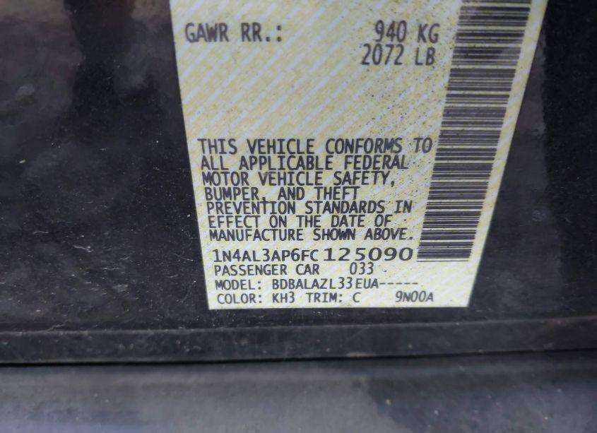 Photo 9 of 2015 Nissan Altima 2.5 (VIN 1N4AL3AP6FC125090)