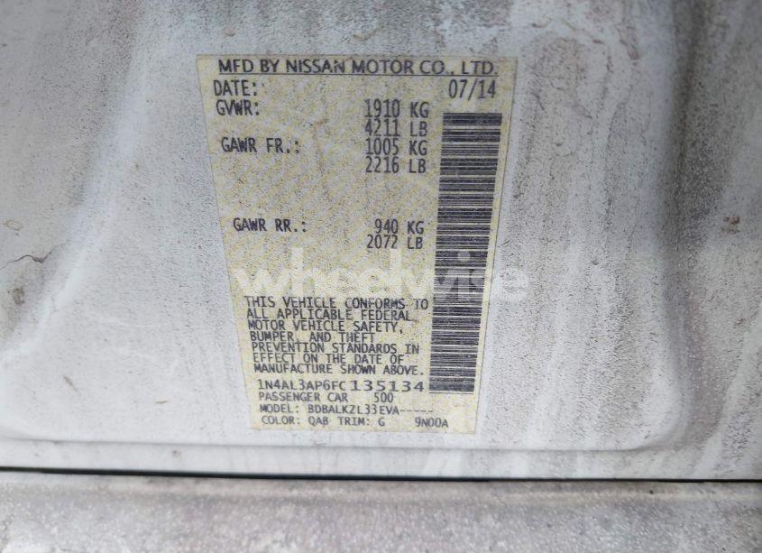 Photo 9 of 2015 Nissan Altima 2.5 SV (VIN 1N4AL3AP6FC135134)