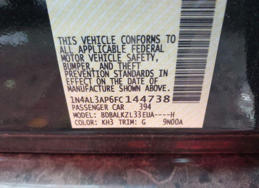 Photo 9 of 2015 Nissan Altima 2.5 SV (VIN 1N4AL3AP6FC144738)