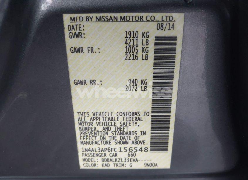 Photo 9 of 2015 Nissan Altima 2.5 SV (VIN 1N4AL3AP6FC156548)