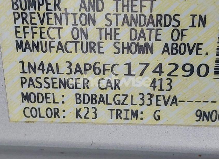 Photo 9 of 2015 Nissan Altima 2.5/2.5 S/2.5 SL/2.5 SV (VIN 1N4AL3AP6FC174290)