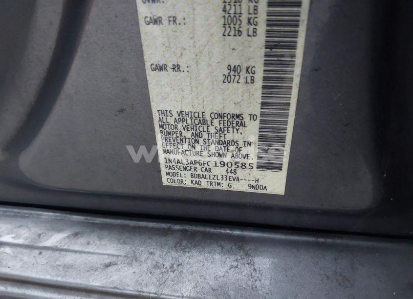 Photo 9 of 2015 Nissan Altima 2.5 S (VIN 1N4AL3AP6FC190585)