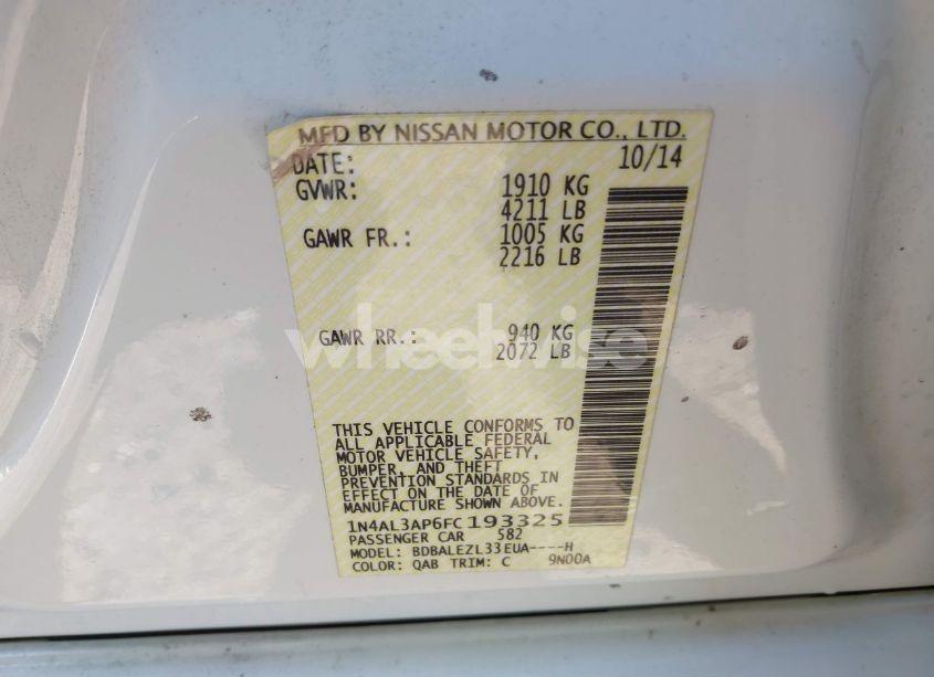 Photo 9 of 2015 Nissan Altima 2.5 S (VIN 1N4AL3AP6FC193325)