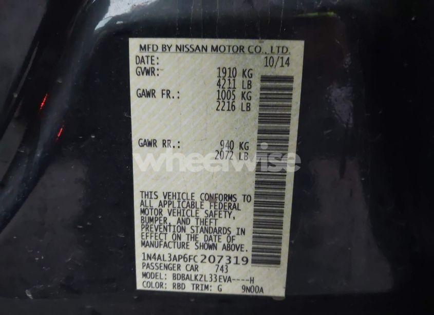 Photo 9 of 2015 Nissan Altima 2.5 SV (VIN 1N4AL3AP6FC207319)