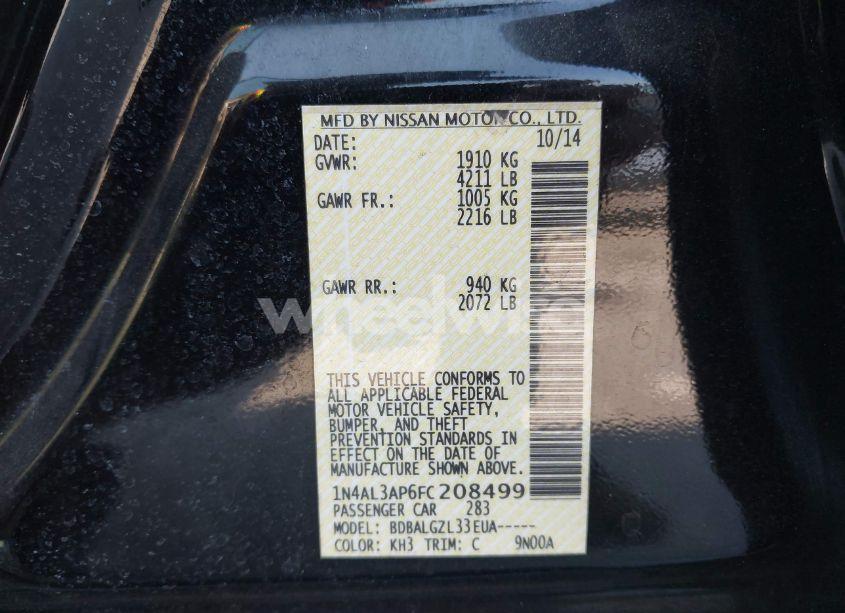 Photo 9 of 2015 Nissan Altima 2.5 S (VIN 1N4AL3AP6FC208499)