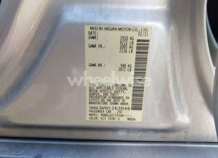 Photo 9 of 2015 Nissan Altima 2.5/2.5 S/2.5 SL/2.5 SV (VIN 1N4AL3AP6FC263048)