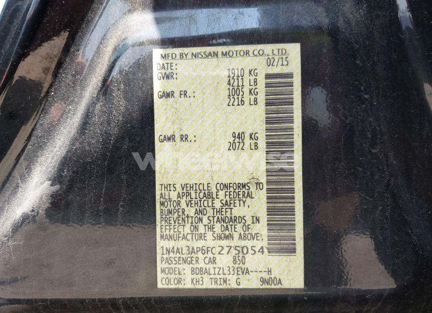 Photo 9 of 2015 Nissan Altima 2.5 SV (VIN 1N4AL3AP6FC275054)