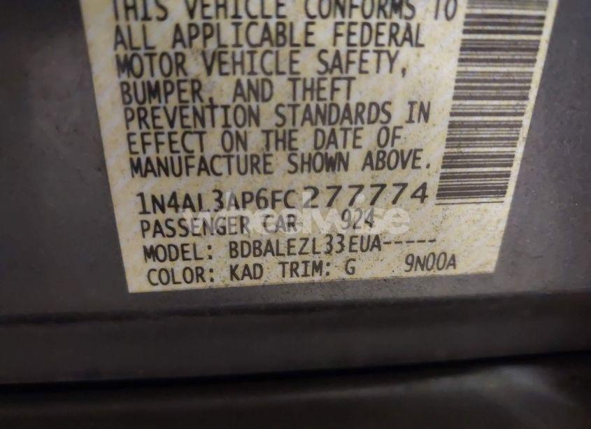 Photo 9 of 2015 Nissan Altima 2.5/2.5 S/2.5 SL/2.5 SV (VIN 1N4AL3AP6FC277774)