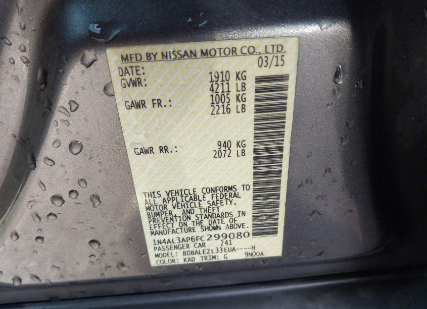 Photo 9 of 2015 Nissan Altima 2.5 S (VIN 1N4AL3AP6FC299080)