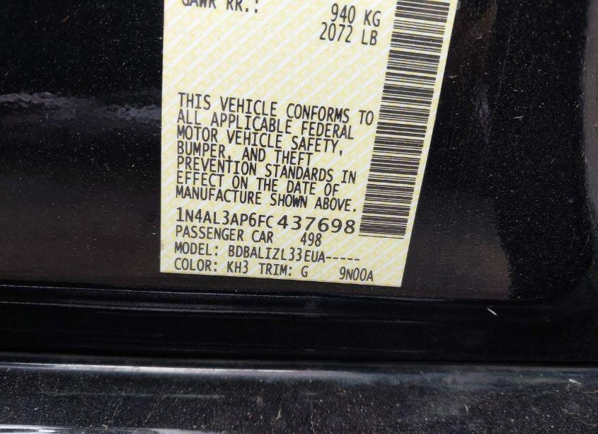 Photo 9 of 2015 Nissan Altima 2.5/2.5 S/2.5 SL/2.5 SV (VIN 1N4AL3AP6FC437698)