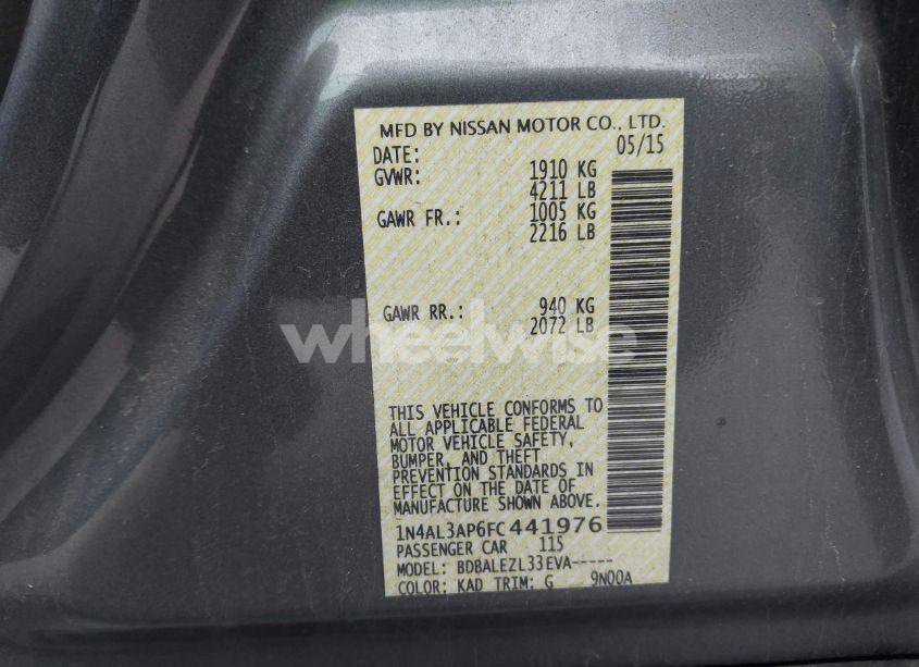 Photo 9 of 2015 Nissan Altima 2.5/2.5 S/2.5 SL/2.5 SV (VIN 1N4AL3AP6FC441976)